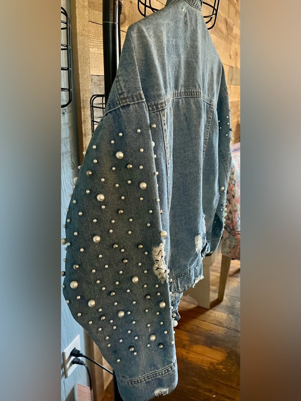 Elan Over-Sized Embellished Denim Jacket - Picture 3 of 10